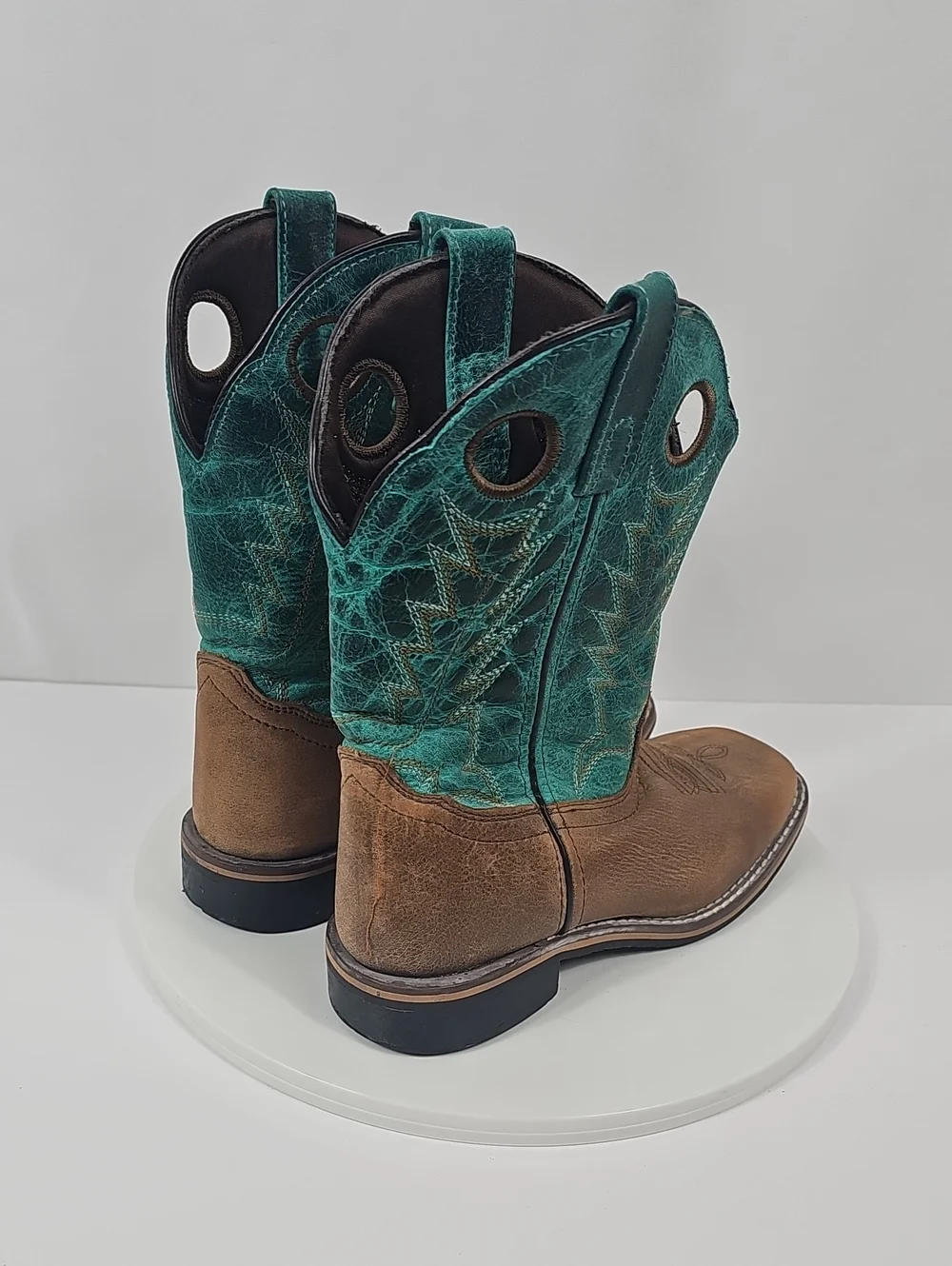 Smoky Mountain Jesse 3851C Kids 3R Brown Turquoise Leather Cowboy Boots Cowgirl